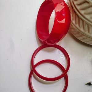 Red Bangle Bracelet Set